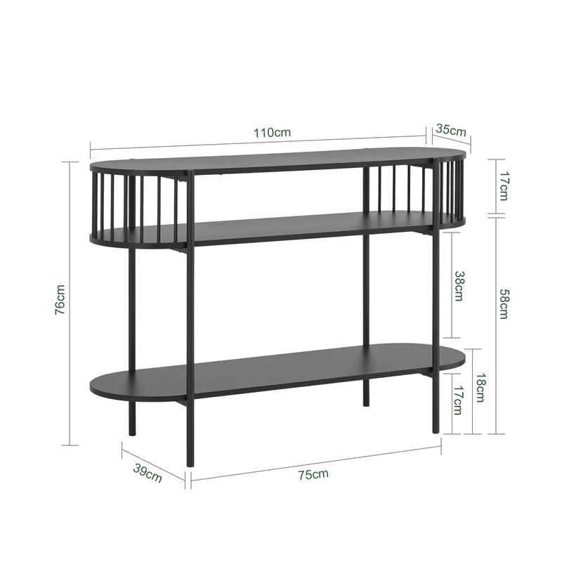 SoBuy FSB90-SCH Console d'Entrée 3 Niveaux Design Industriel 110×39×76 cm – Noir