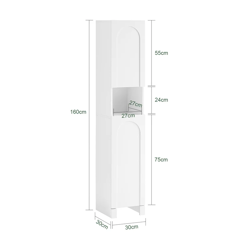 SoBuy BZR163-W Meuble Colonne, Armoire Haute de Salle de Bain Étroit avec 2 Portes Étagères Réglables