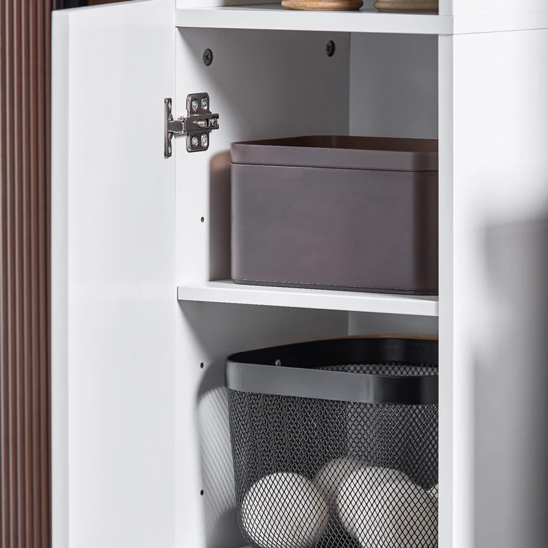 SoBuy BZR163-W Meuble Colonne, Armoire Haute de Salle de Bain Étroit avec 2 Portes Étagères Réglables