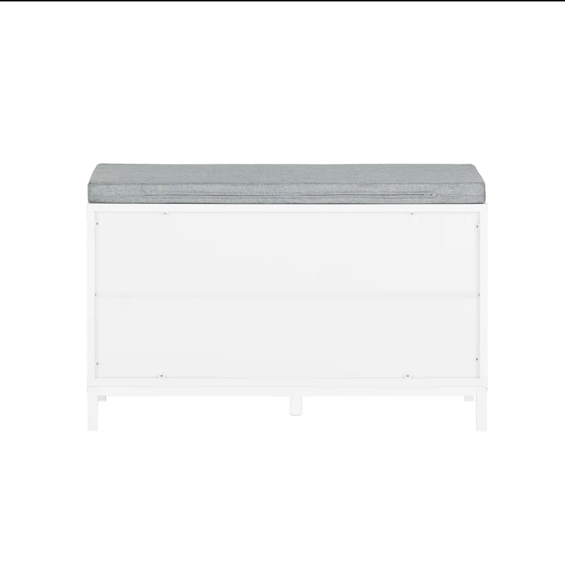 SoBuy FSR167-WN Banc à Chaussures, Banc de Rangement avec Coussin rembourré, Meuble Bas Entrée sur Pieds avec 1 Porte et 2 Tiroirs
