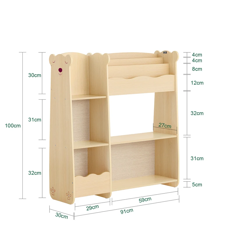 SoBuy KMB101-N Étagère de Rangement pour Enfants, Meuble Rangement pour Livres et Jouets, Bibliothèque Organisateur pour Chambre d'Enfants, Salle de Jeux, Salon, 91x30x100 cm
