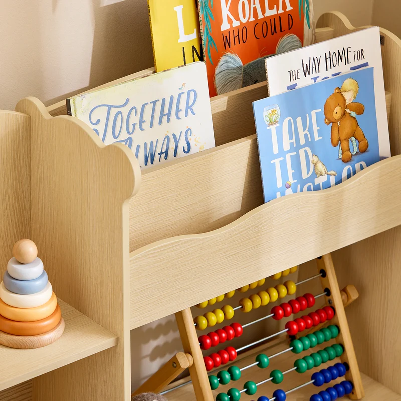 SoBuy KMB101-N Étagère de Rangement pour Enfants, Meuble Rangement pour Livres et Jouets, Bibliothèque Organisateur pour Chambre d'Enfants, Salle de Jeux, Salon, 91x30x100 cm