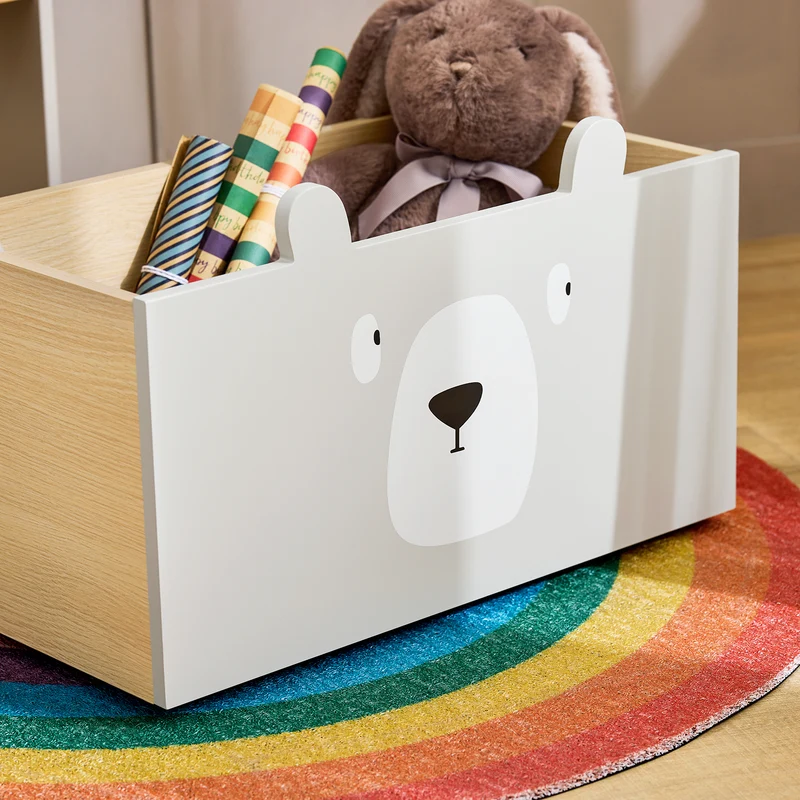 SoBuy KMB104-HG Bibliothèque Enfant, Étagère à Livres, Étagère de Rangement Jouets pour Enfants, Porte-revues avec Boître Roulante et 3 Étagères, Blanc et Gris, L51xP28xH70 cm