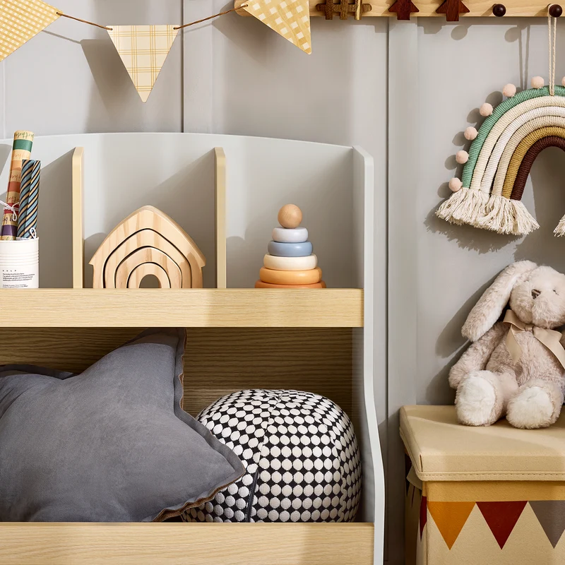 SoBuy KMB105-HG Bibliothèque Enfant Étagère de Rangement Jouets pour Enfants Étagère à Livres pour Garçon, Fille