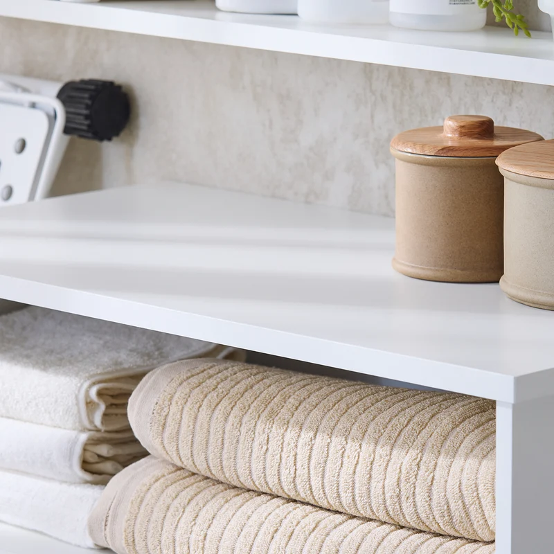 SoBuy BZR143-WN Meuble Bas de Salle de Bain avec Bac à Linge Amovible avec 3 Compartiments et 1 Panier à Linge