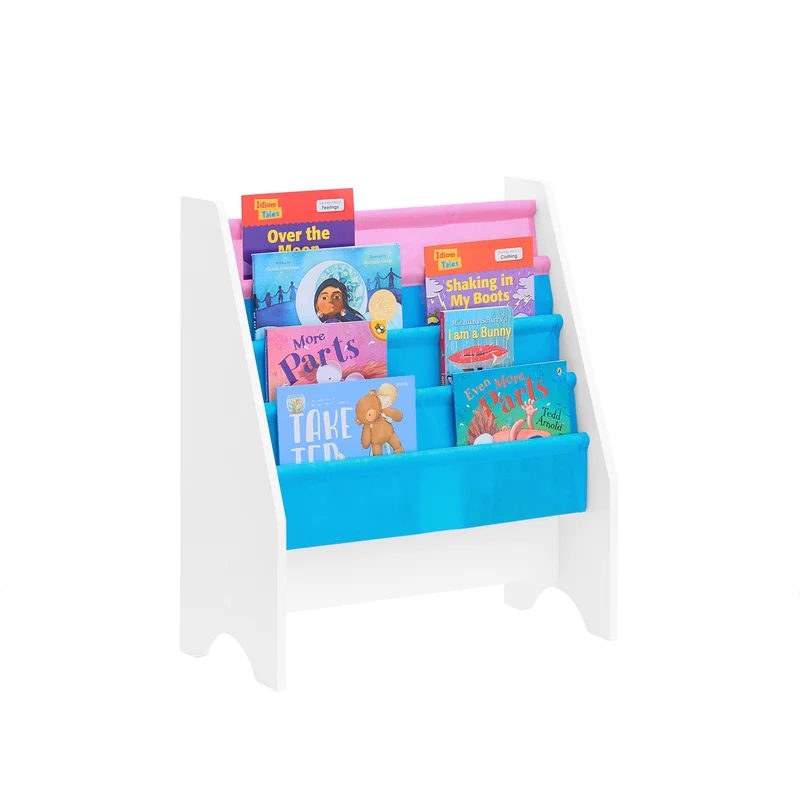 sebuyfr.comG225-F Bibliothèque Étagère à Livres pour Enfants Porte-revues 4 Compartiments, 62x30x71cm