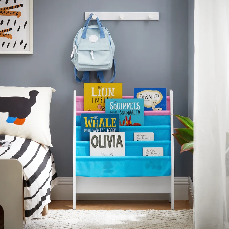 sebuyfr.comG225-F Bibliothèque Étagère à Livres pour Enfants Porte-revues 4 Compartiments, 62x30x71cm