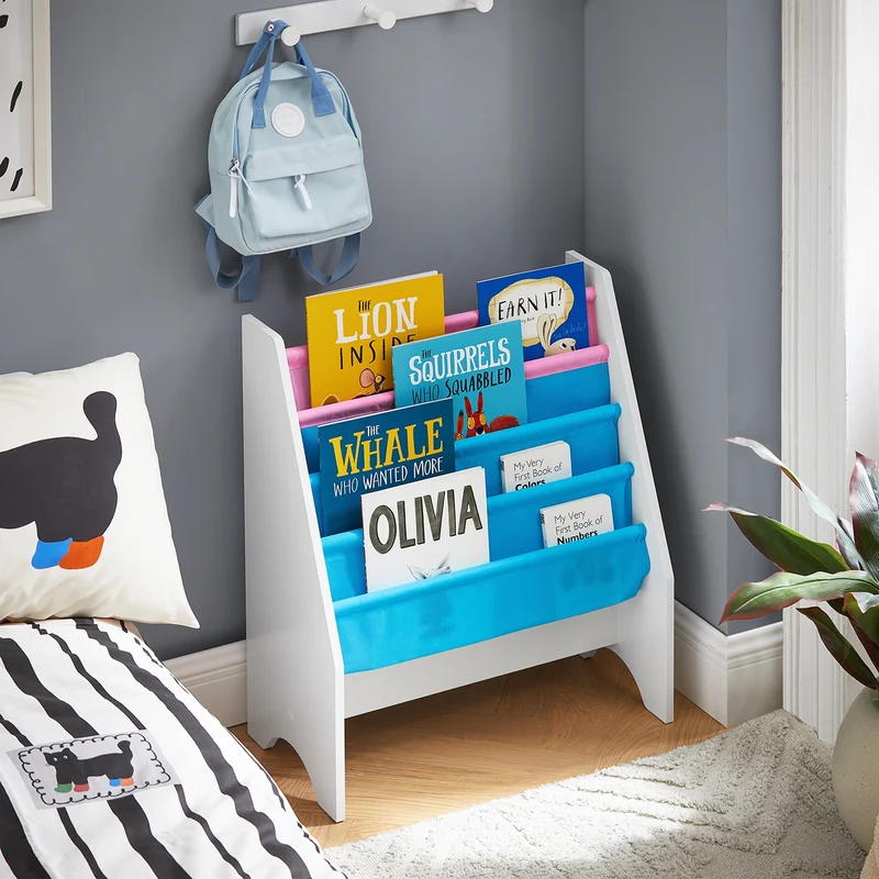 sebuyfr.comG225-F Bibliothèque Étagère à Livres pour Enfants Porte-revues 4 Compartiments, 62x30x71cm