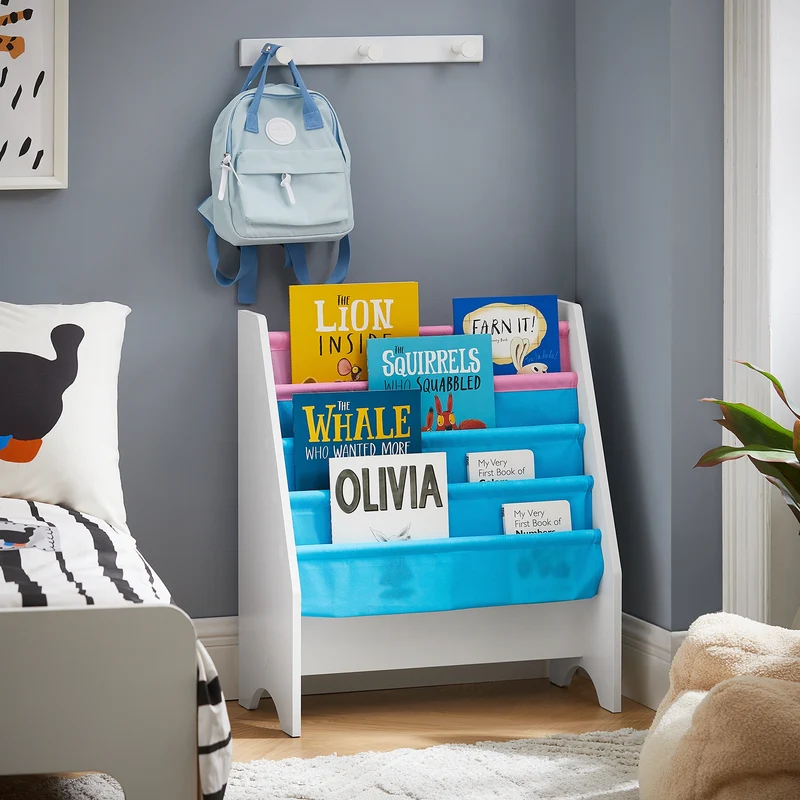 sebuyfr.comG225-F Bibliothèque Étagère à Livres pour Enfants Porte-revues 4 Compartiments, 62x30x71cm