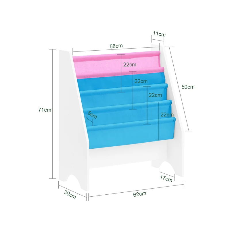 sebuyfr.comG225-F Bibliothèque Étagère à Livres pour Enfants Porte-revues 4 Compartiments, 62x30x71cm