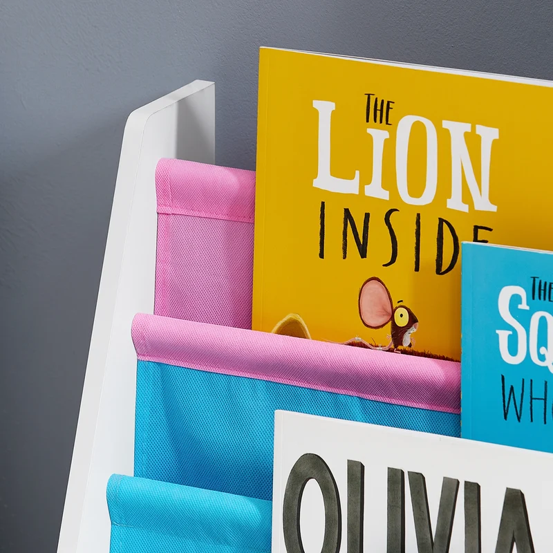 sebuyfr.comG225-F Bibliothèque Étagère à Livres pour Enfants Porte-revues 4 Compartiments, 62x30x71cm