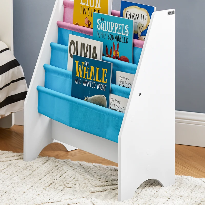 sebuyfr.comG225-F Bibliothèque Étagère à Livres pour Enfants Porte-revues 4 Compartiments, 62x30x71cm