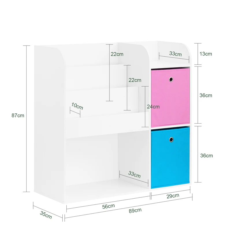 SoBuy KMB37-F Étagère de Rangement pour Livres et Jouets Étagère à Livres Meuble de Rangement Multifonctionnel avec 2 Paniers