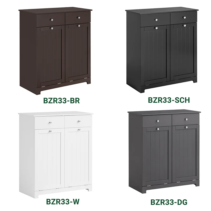 SoBuy BZR33-BR Meuble Bas de Salle de Bain Armoire Toilette avec 2 Tiroirs et 2 Paniers
