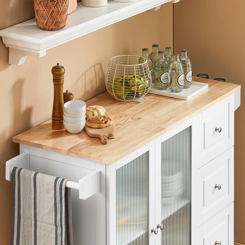 SoBuy FKW120-WN Desserte de Cuisine à roulettes îlot de Cuisine Chariot de Service Buffet Placard Armoire Cuisine