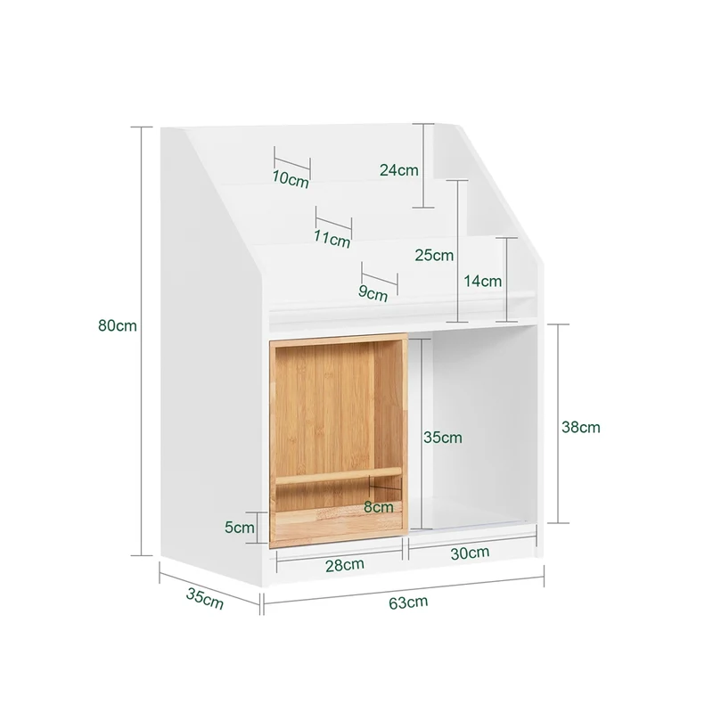 SoBuy KMB98-W Bibliothèque Enfants Étagère à Livres avec Porte Coulissante, Étagère pour Jouets