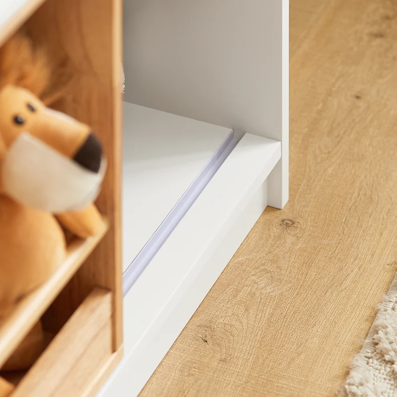 SoBuy KMB98-W Bibliothèque Enfants Étagère à Livres avec Porte Coulissante, Étagère pour Jouets
