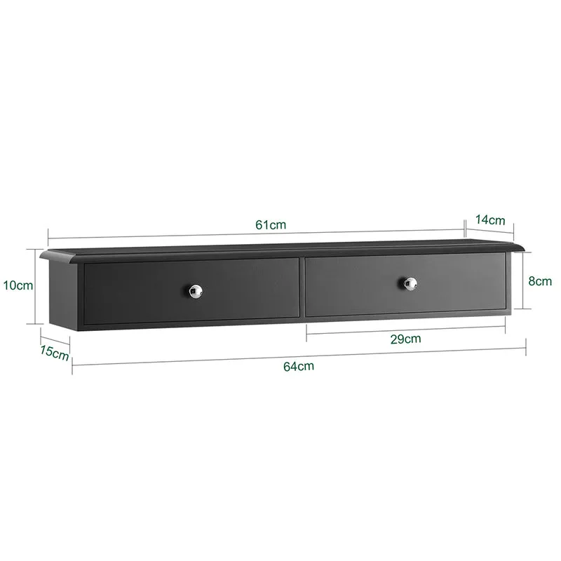 sebuyfr.comG43-SCH Etagere Murale avec 2 Tiroirs - Étagère Flottante Moderne pour Entrée, Salon, Cuisine & Chambre - Noir 64x15x10cm