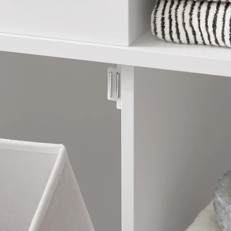 SoBuy BZR104-W Colonne Salle de Bain avec Panier à Linge Intégré – 6 Étagères Réglables, 2 Tiroirs, Gain de Place 171 cm, Blanc