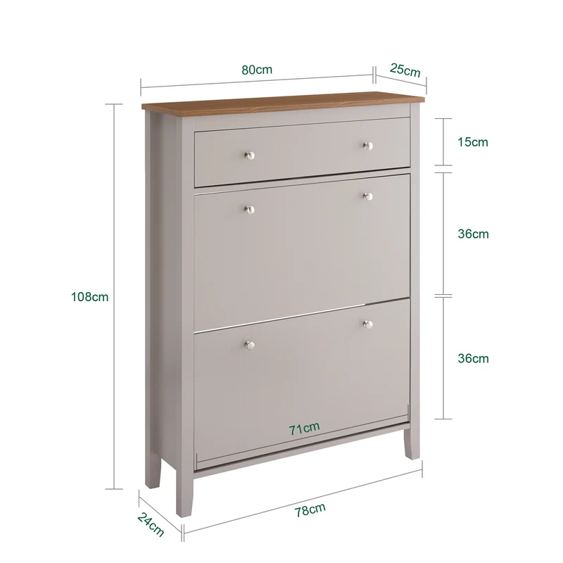SoBuy FSR89-KA Armoire à Chaussures 2 Abattants et Tiroir – 12 Paires, 80×25×108 cm, Marron Clair