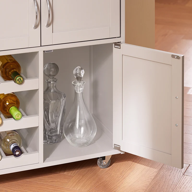 SoBuy FKW45-KA Desserte Cuisine sur Roulettes – Plan Hévéa, Casier à Vin, 1 Tiroir, 1 Placard – 67×38×86 cm, Marron Clair