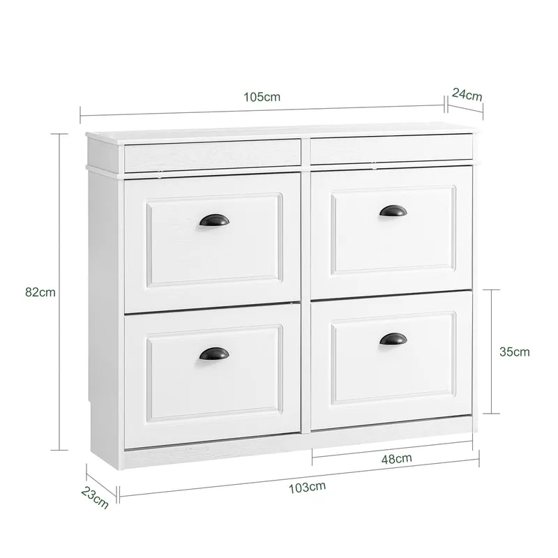 SoBuy FSR64-WG + FSR79-WG Ensemble Armoire à Chaussures avec Coussin et 4 Abattants, Gain de Place – Effet Bois Vieilli Blanc