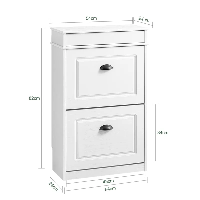 SoBuy FSR79-WG + FSR78-WG Ensemble Armoire à Chaussures 4 + 2 Abattants, Rangement 24 Paires, Gain de Place – Effet Bois Vieilli Blanc