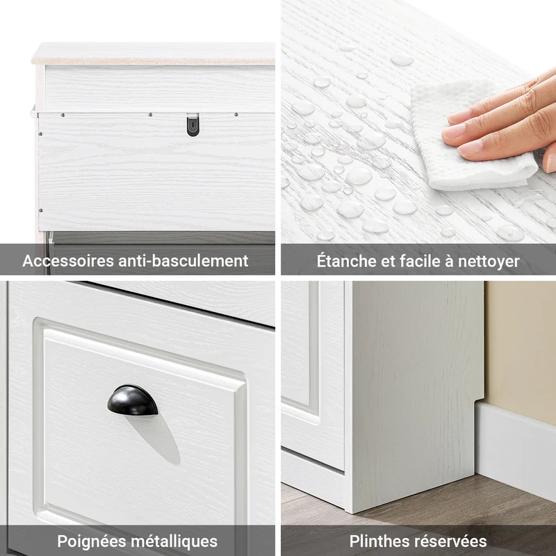 SoBuy FSR79-WG + FSR78-WG Ensemble Armoire à Chaussures 4 + 2 Abattants, Rangement 24 Paires, Gain de Place – Effet Bois Vieilli Blanc