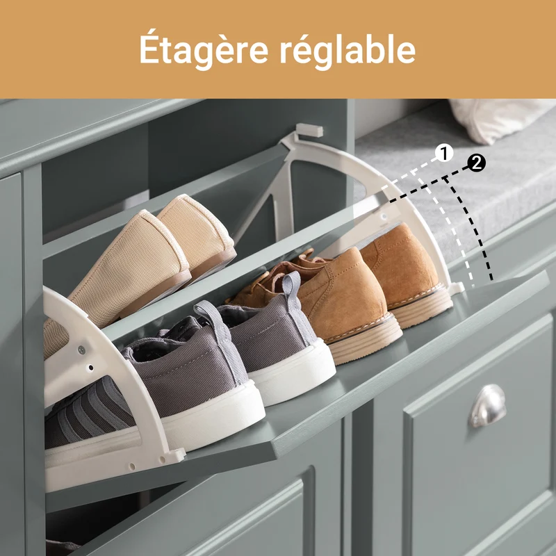 SoBuy FSR79-HG Meuble à Chaussures Slim 24 cm – 4 Abattants, 16 Paires, FSC® – Gris Clair
