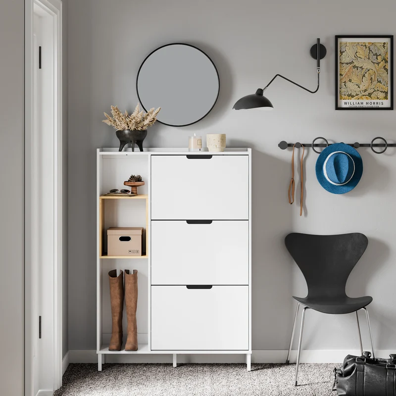 SoBuy FSR209-WN Meuble à Chaussures Faible Profondeur 19 cm – Gain de Place pour Entrée Étroite