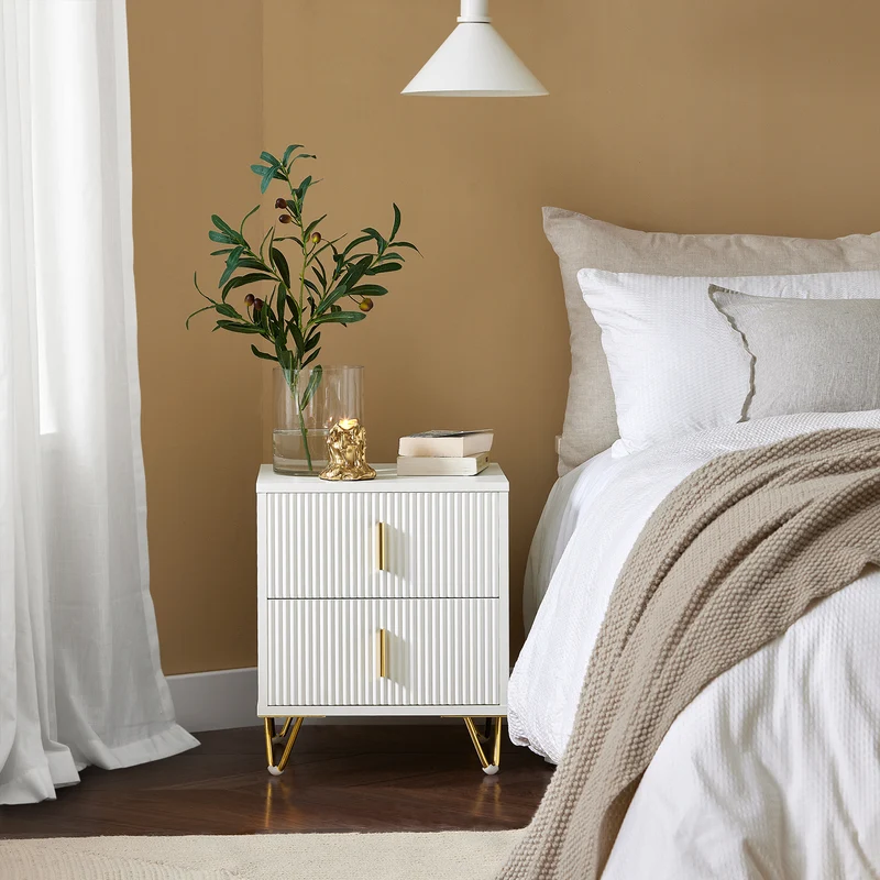 SoBuy FBT115-Wx2 Lot de 2 Table de Chevet - Table de Nuit avec 2 tiroirs, Table d'appoint pour Chambre à Coucher - Meuble de Rangement Moderne, Blanc L40 x P40 x H47 cm