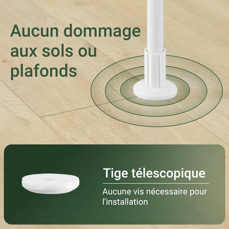 SoBuy KLS17-WN Portant à vêtements télescopique avec 3 tringles et 4 étagères – Blanc / Bois naturel