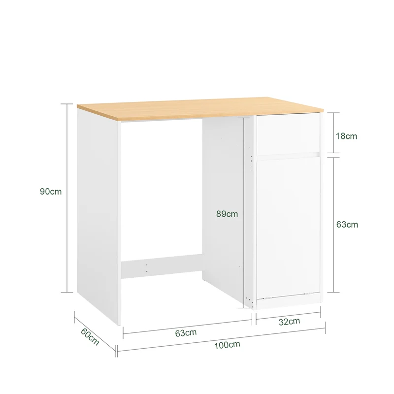 SoBuy BZR217-WN Meuble Salle de Bain avec Panier à Linge, Tiroir, pour Salle de Bain et WC, Rangement Optimisé, Usage Quotidien – L100×P60×H90 cm, Bois, Blanc