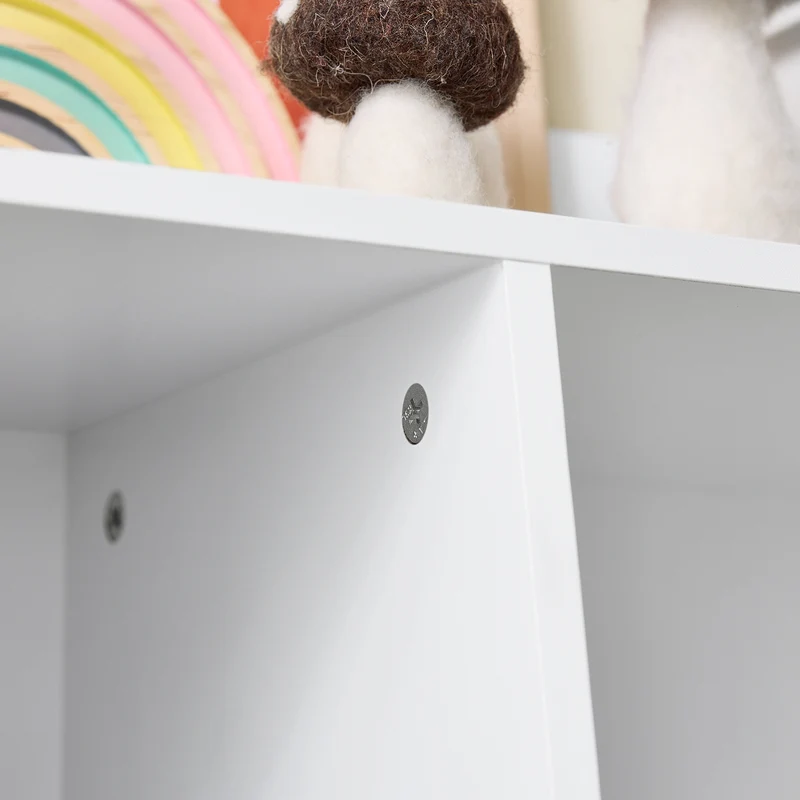 SoBuy KMB55-K-W Bibliothèque Enfant avec 5 Compartiments Ouverts, Coins Arrondis et Dispositif Anti-Basculement – L80×P34×H104 cm, Charge 53 kg, PB E1, Blanc