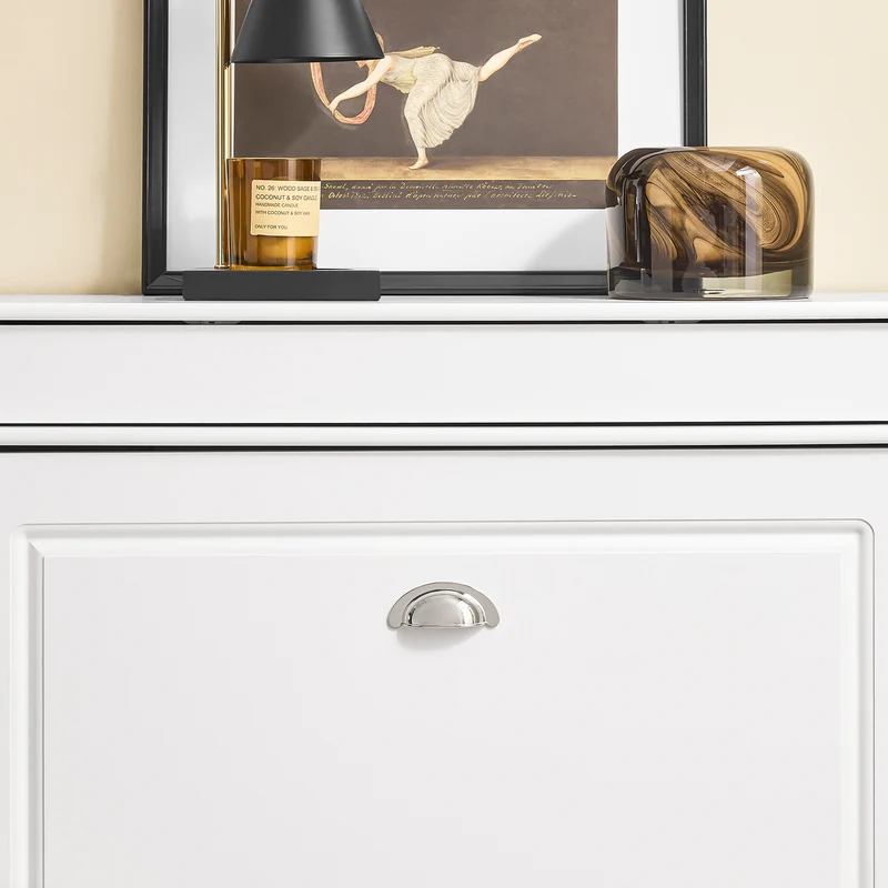 SoBuy FSR78-L-W Armoire à Chaussures Slim 24 cm – 2 Abattants, 12 Paires, Tiroir, Dos Ventilé, 75×24×96 cm, Blanc