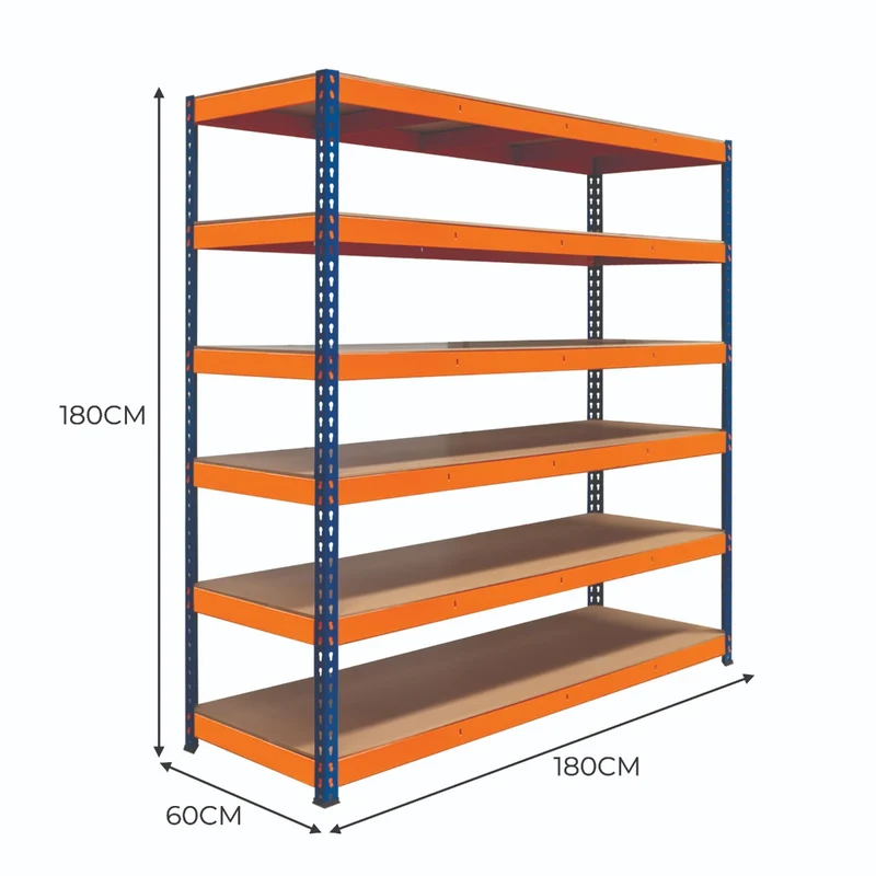 Monster Racking - 1 Rayonnage S-Rax à 6 Étagères en Acier 60 x 180 x 180 cm