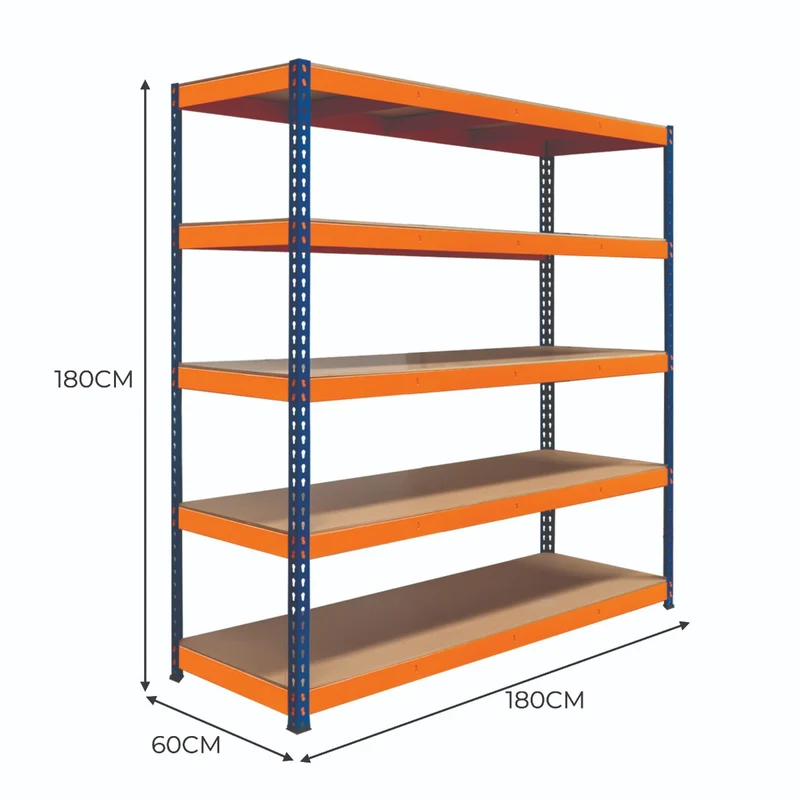 Monster Racking - 1 Rayonnage S-Rax à 5 Étagères en Acier 60 x 180 x 180 cm