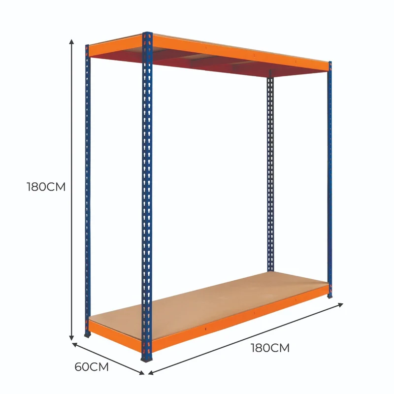 Monster Racking - 1 Rayonnage S-Rax à 2 Étagères en Acier 60 x 180 x 180 cm