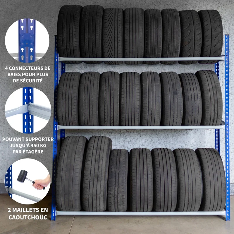 Monster Racking - Lot de 2 Rayonnages T-Rax pour Pneus en Acier Bleu