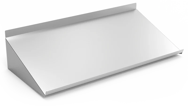 Étagère inox murale inclinée pour panier de lave-vaisselle