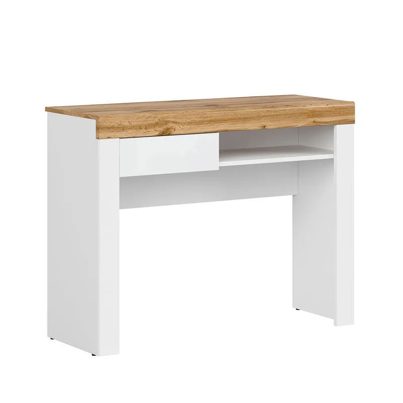 Console bureau 1 tiroir Hella Blanc et Bois