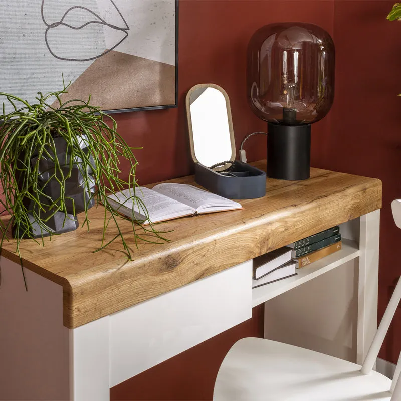 Console bureau 1 tiroir Hella Blanc et Bois