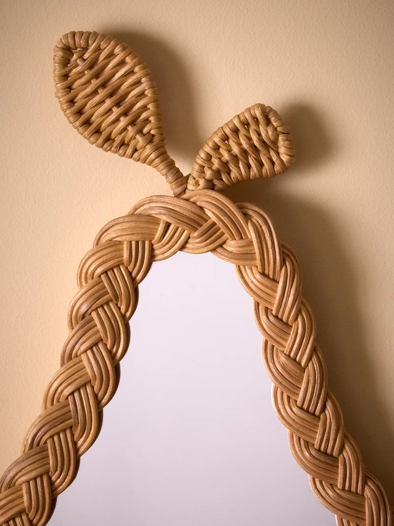 Miroir mural forme poire en rotin