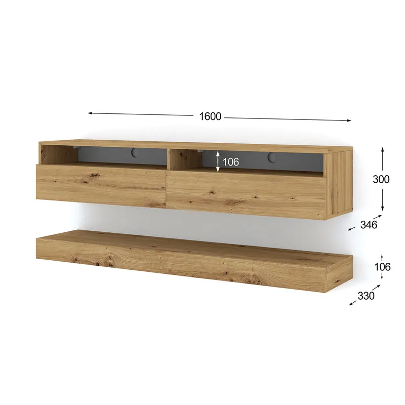 Mur TV 2 portes 160 cm Vega Bois