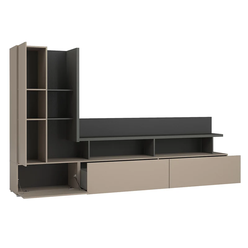 Mur TV 270 cm Opio Taupe et Anthracite