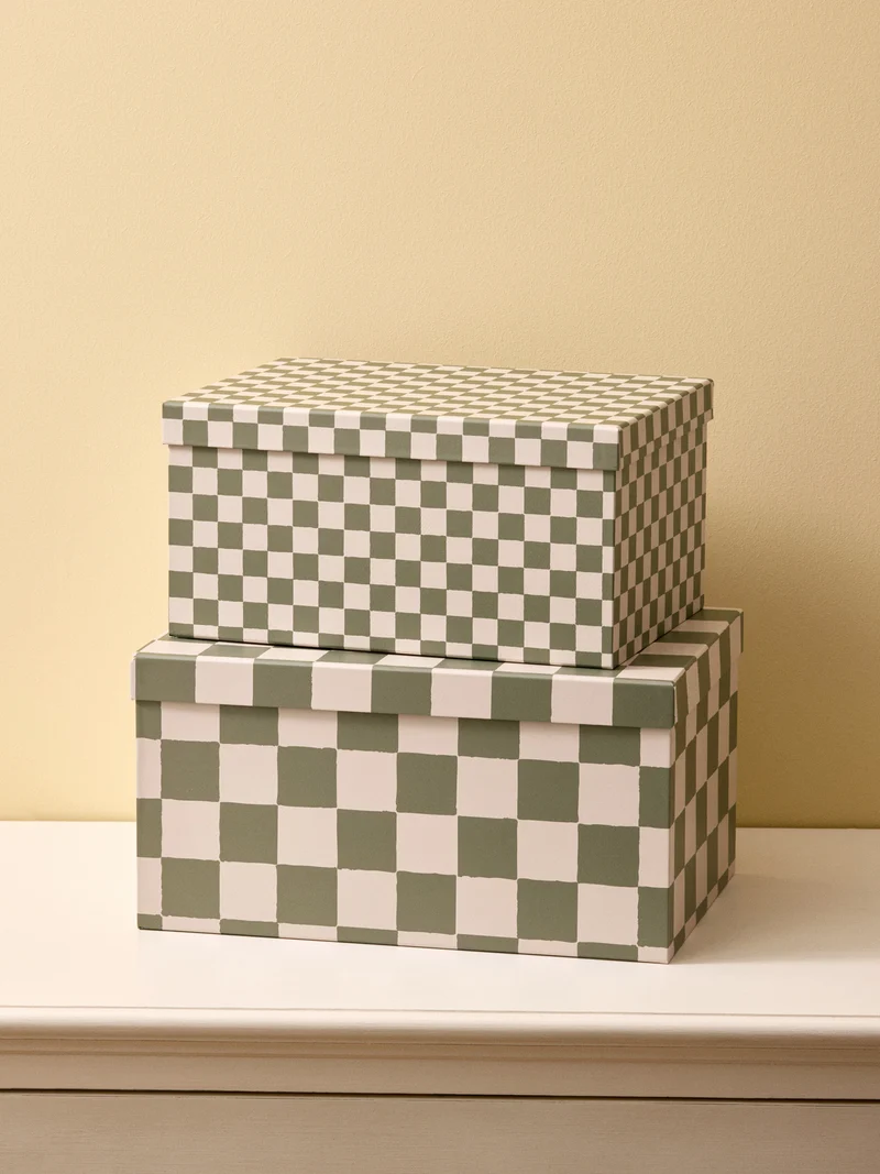 Boîte gigogne damier par lot de 2