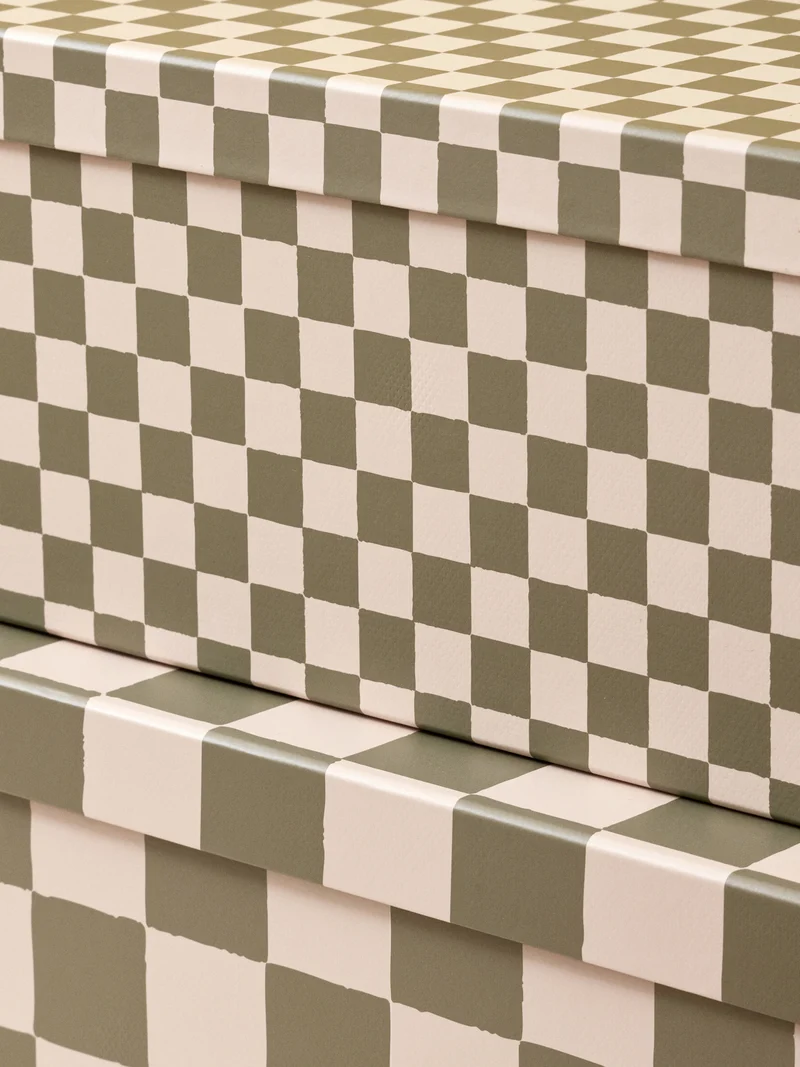 Boîte gigogne damier par lot de 2