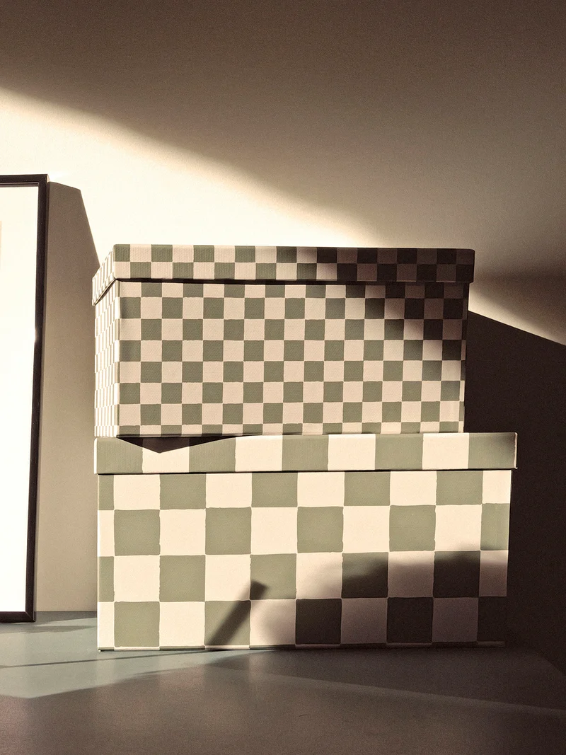 Boîte gigogne damier par lot de 2