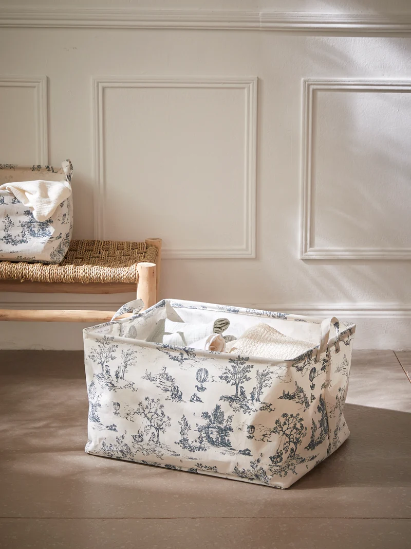 Bac à linge esprit Jouy, grand modèle
