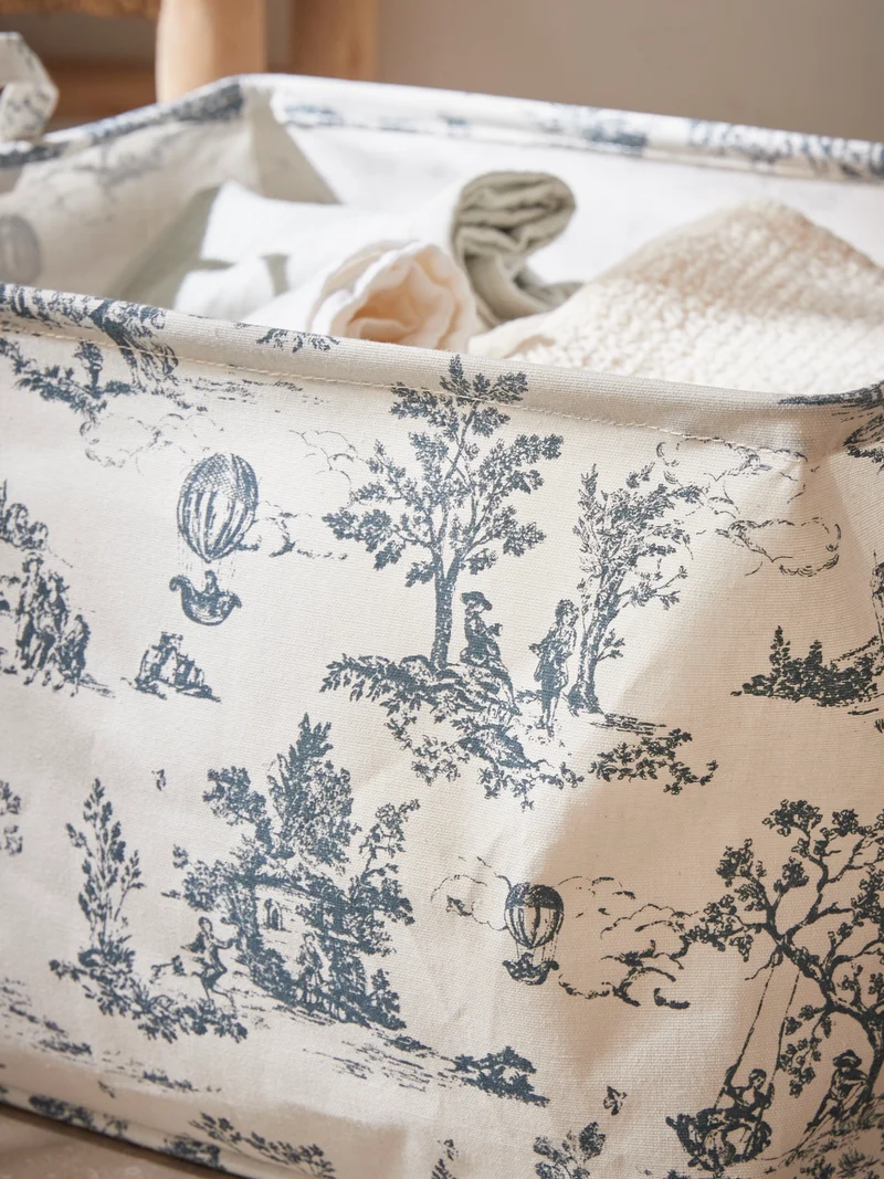 Bac à linge esprit Jouy, grand modèle